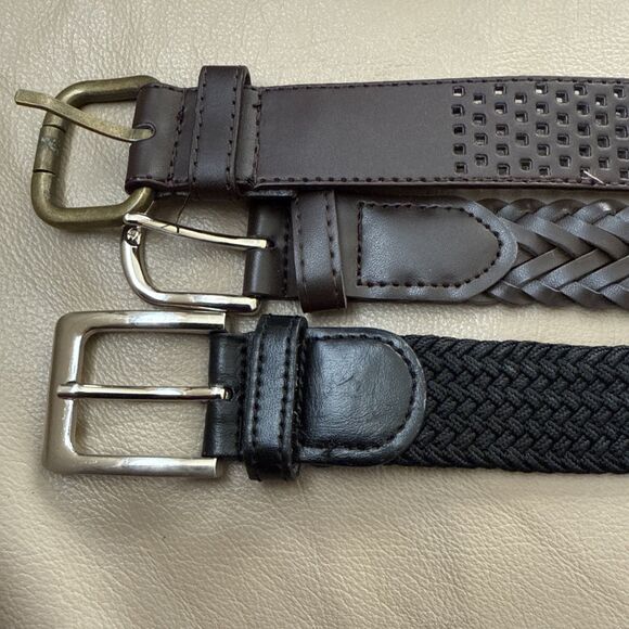 Unbranded Other - Lot Of 3 Men’s Belts Size 34 All Adjustable 2 Brown Leather Excellent Condition